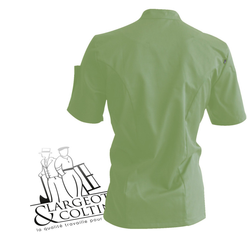 Veste de cuisine manches courtes pistache poche beige, Nero Robur