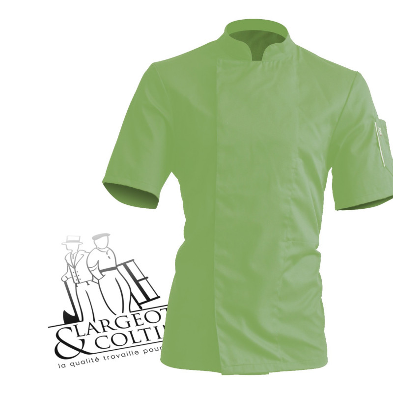 Veste de cuisine manches courtes pistache poche beige, Nero Robur
