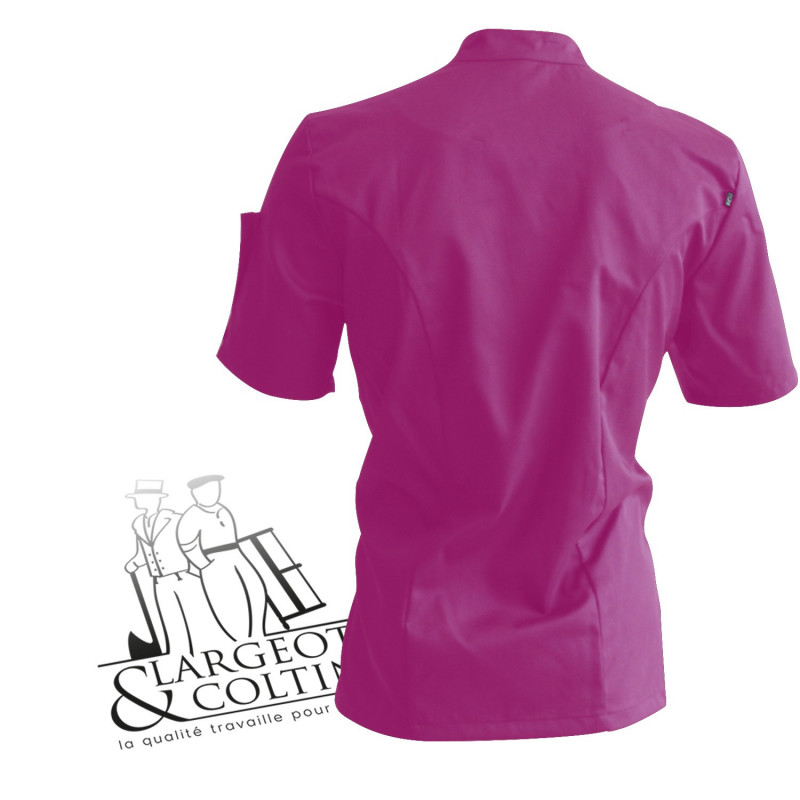 Veste de cuisine manches courtes fuchsia poche beige, Nero Robur