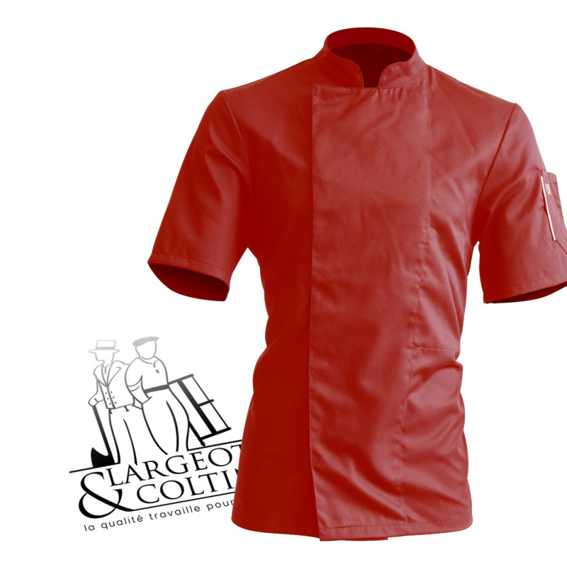 Veste de cuisine manches courtes bordeaux poche beige, Nero Robur