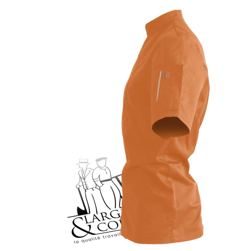 Veste de cuisine manches courtes orange poche beige, Nero Robur
