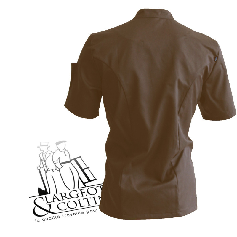 Veste de cuisine manches courtes moka poche beige, Nero Robur