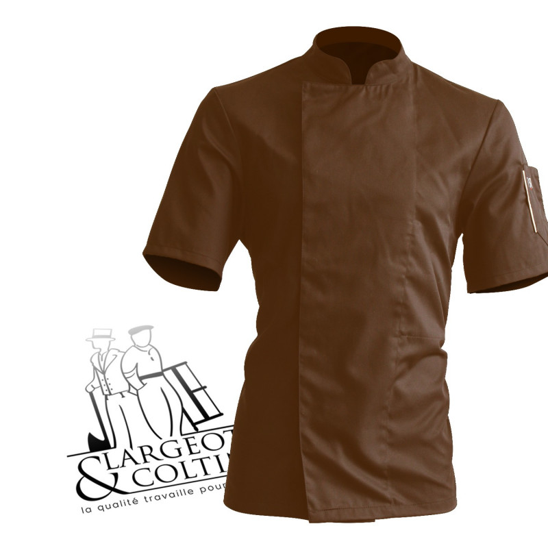 Veste de cuisine manches courtes moka poche beige, Nero Robur