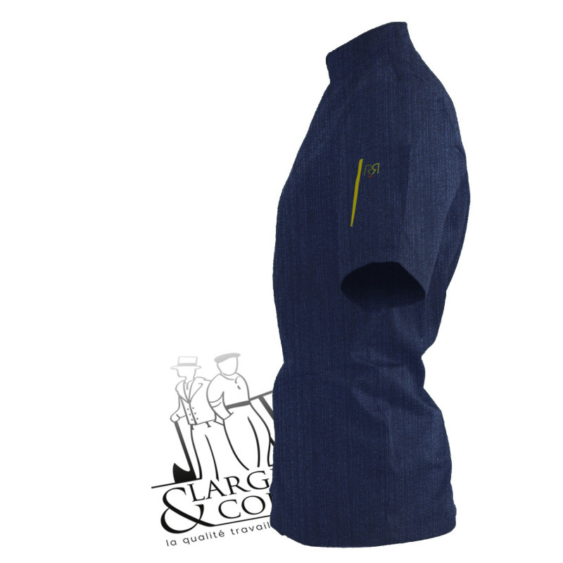 Veste de cuisine manches courtes denim poche fluo, Nero Robur