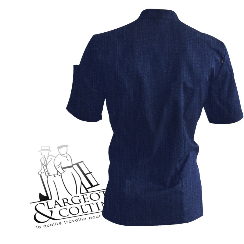 Veste de cuisine manches courtes denim poche fluo, Nero Robur