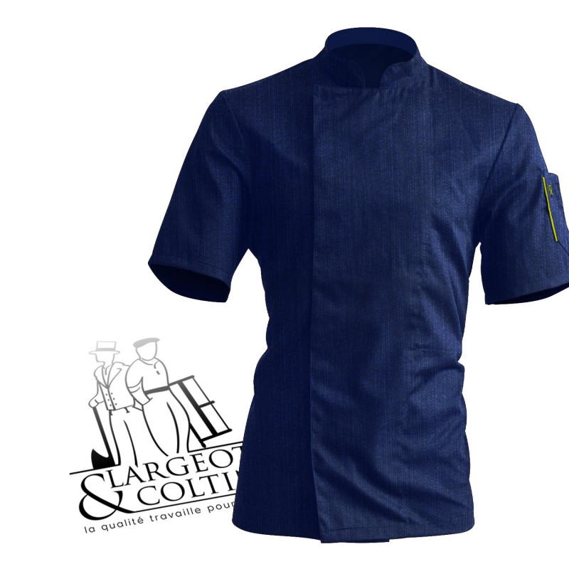 Veste de cuisine manches courtes denim poche fluo, Nero Robur