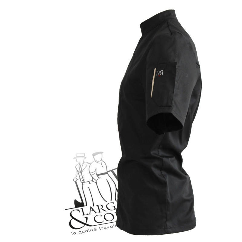 Veste de cuisine manches courtes noire, Nero Robur